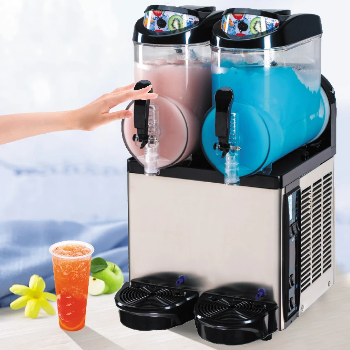 

Commercial Slush Machine Shake and Take Smoothie Maker Frozen Drink Machine