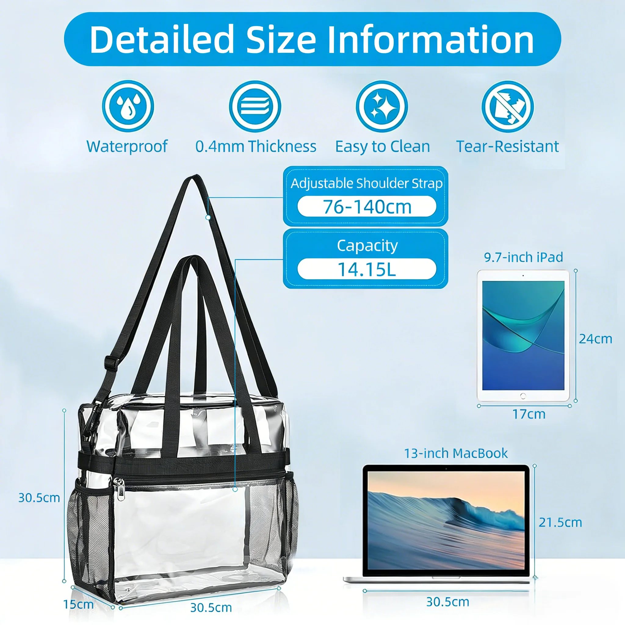 Pink Portable PVC Travel Bag for Concerts Sports Festivals,Large Capacity Transparent Design for Easy Organization and Washing image 6