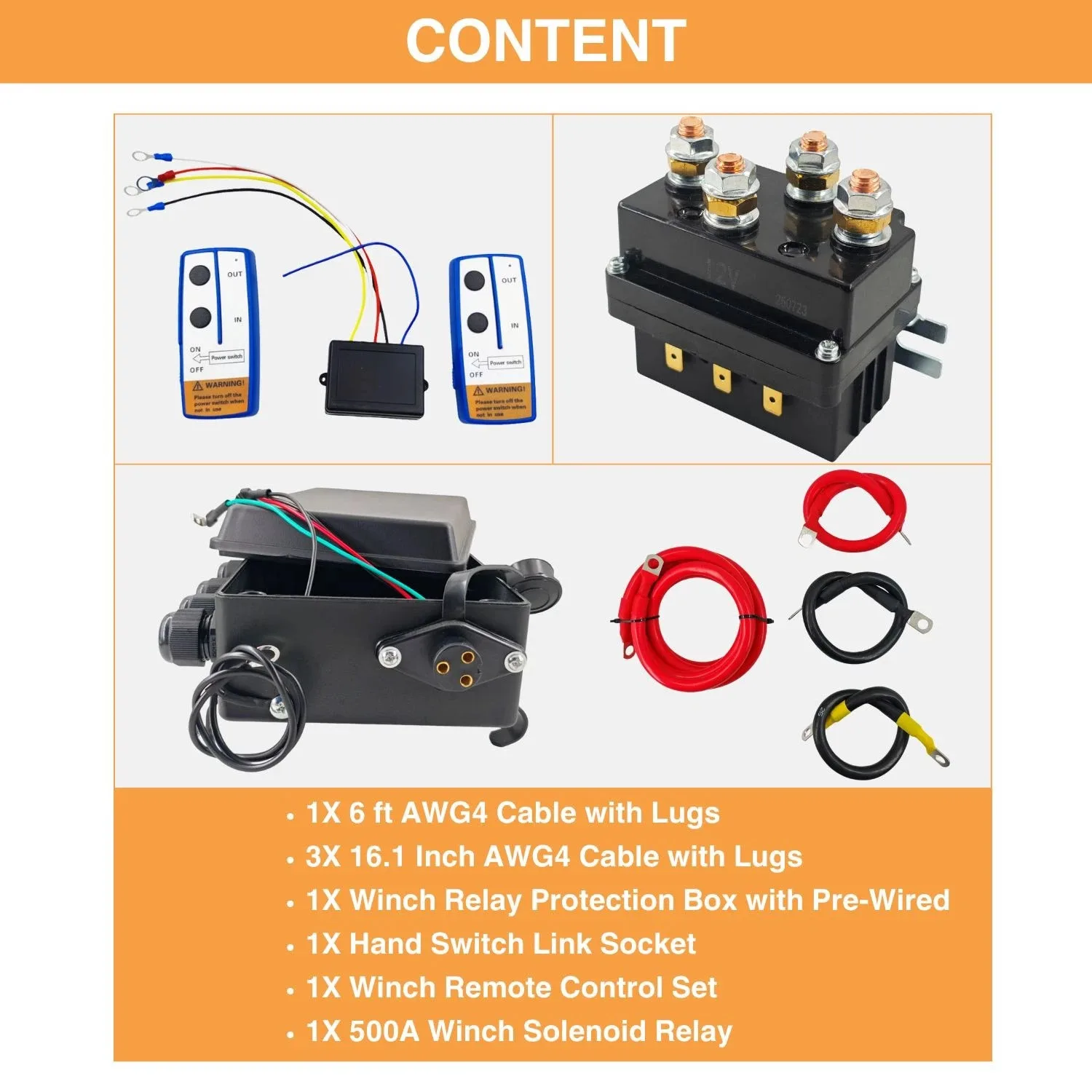 500A 12V Winch Solenoid Relay Kit With Control Box And Wireless Remote For ATV UTV Off Road Heavy Duty Electrical Switch