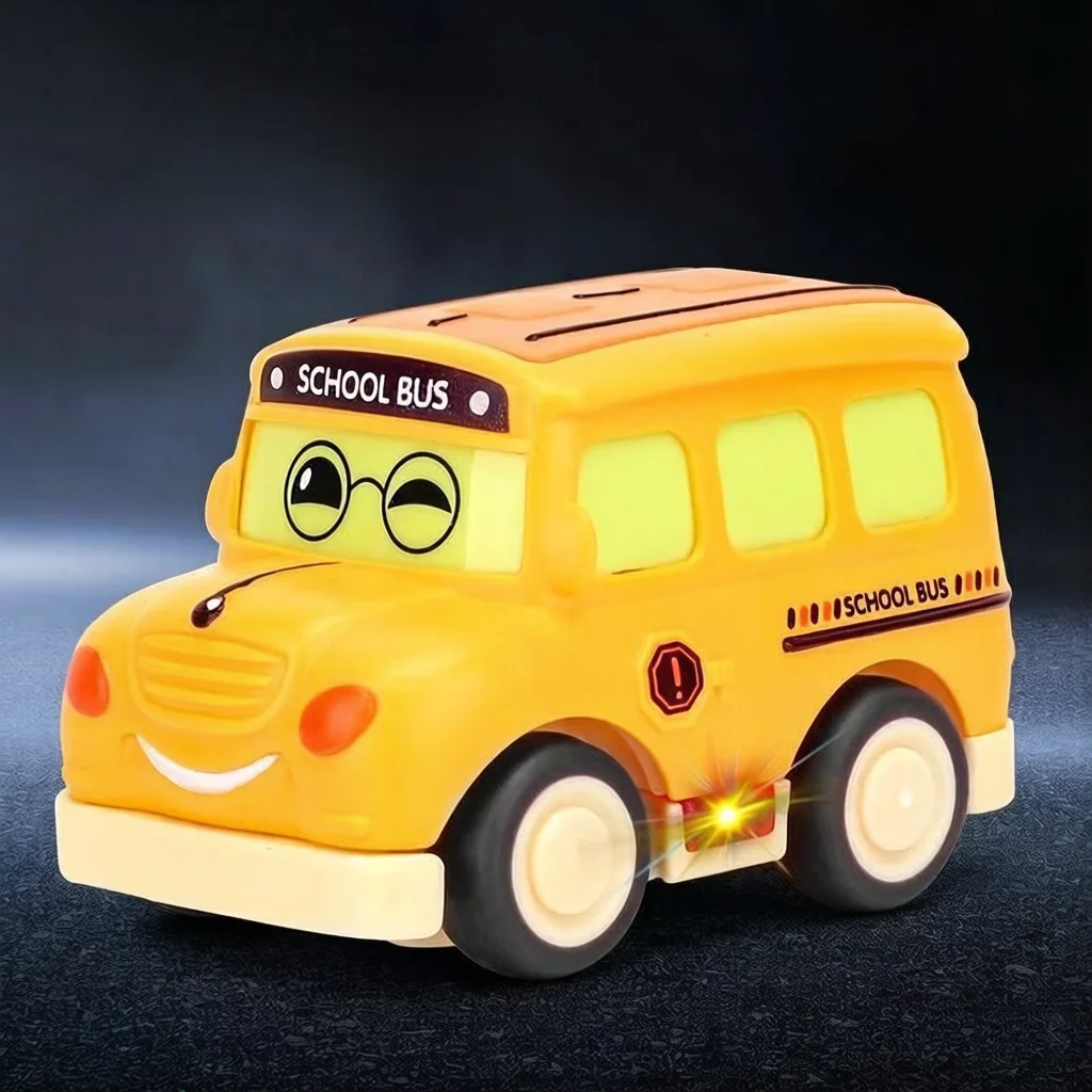 

Cartoon Pull-Back Cars, Small Vehicles with Cool Lights, School Buses, Buses, Holiday Gifts for Friends