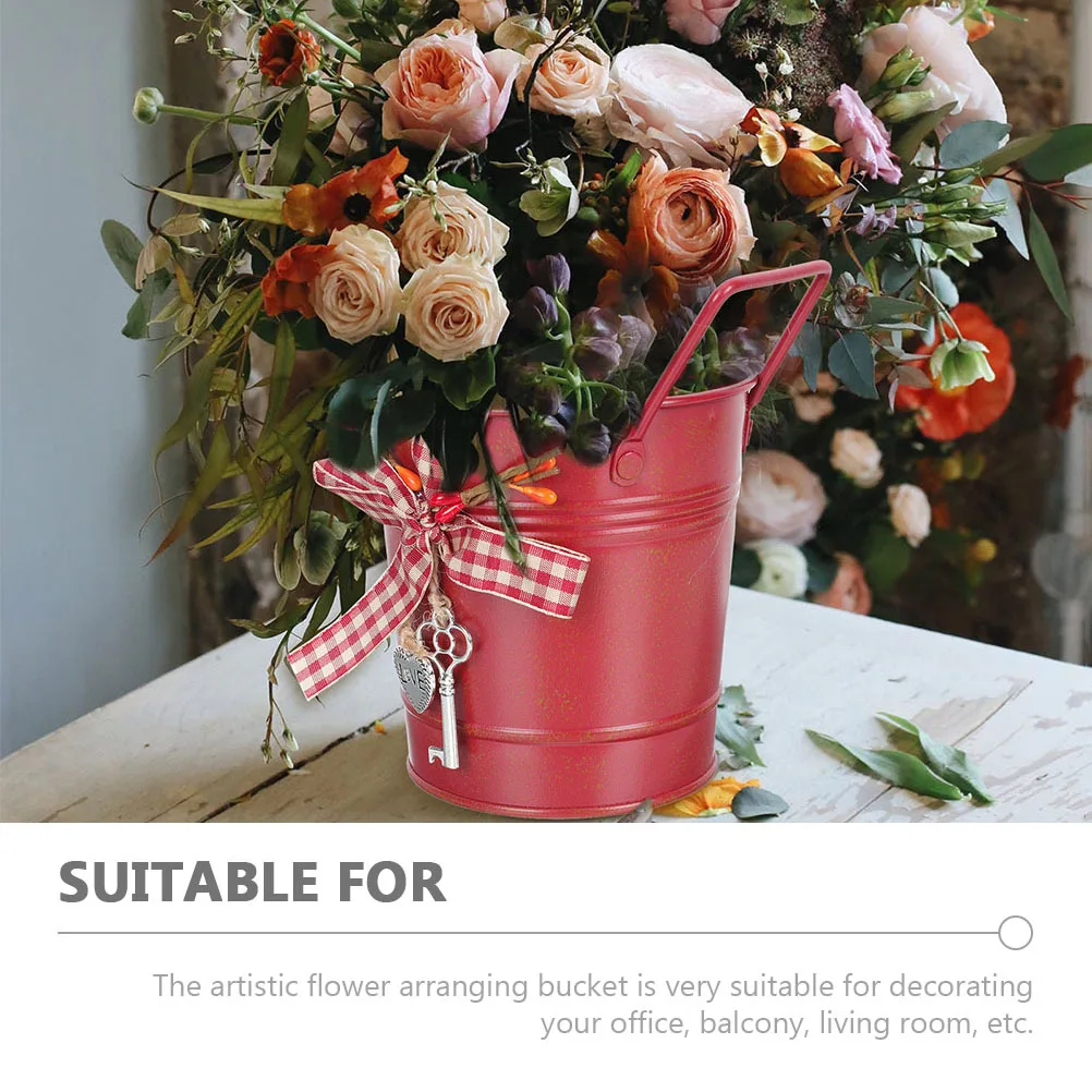 2 قطعة دلو الحلوى القصدير أصيص زهور معدني ريترو سطح المكتب زارع للمنزل مكتب حديقة الديكور عيد الميلاد دلو للزهور زهرية #1