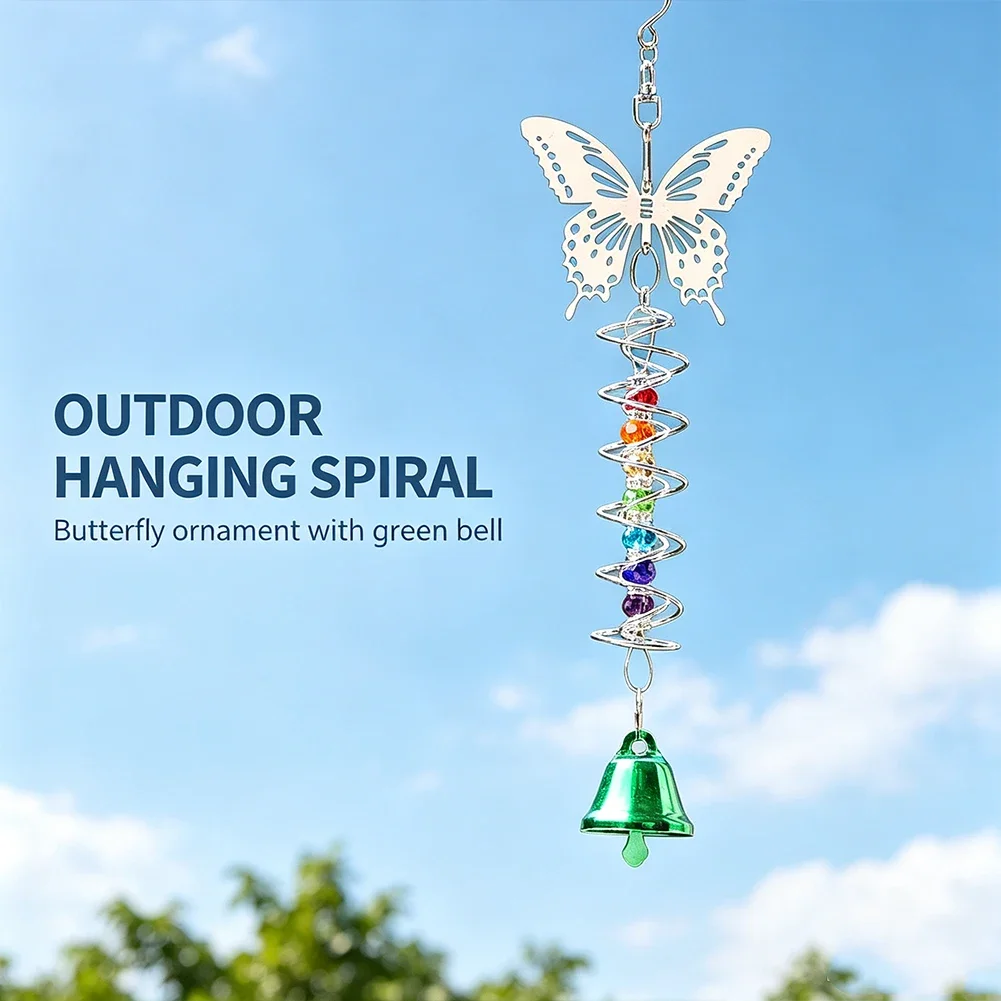 Spiral Wind Chimes Hanging Bell Crystal Suncatcher Chakra Bead Magical Visual Illusion Reflax Window Garden Christmas Tree Decor