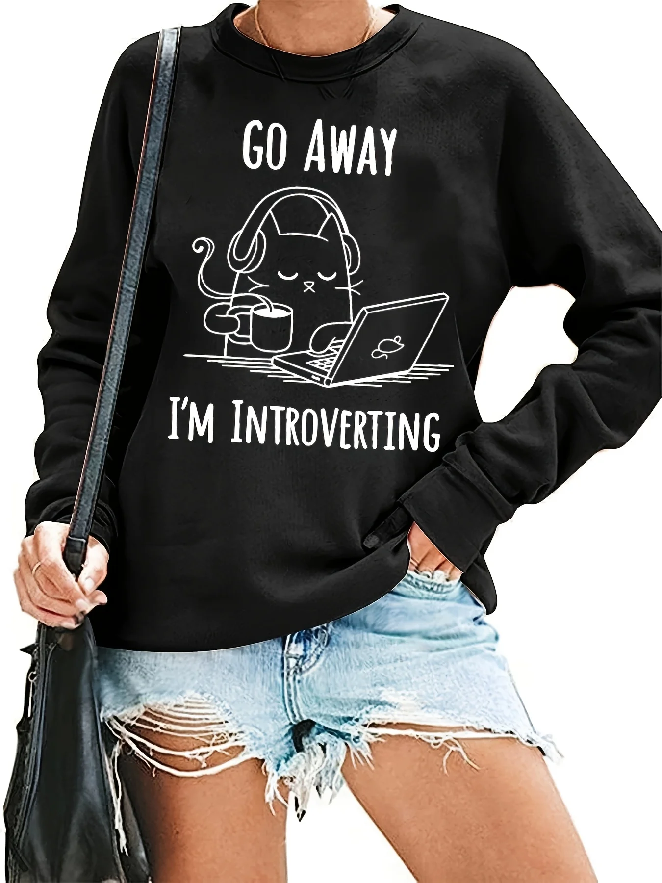 

Cat Coffee Graphic Print Autumn and Winter Pure Cotton Men's and Women's Sweatshirts Outdoor Sports Leisure Fashion Trend