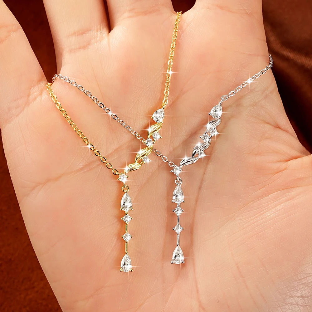 Abestecom Kreuzblumen-Herz Moissanit-Halsketten Klassische Quasten-Anhänger-Halskette Modischer Valentinstag-Schmuck Geschenke – Detail 7