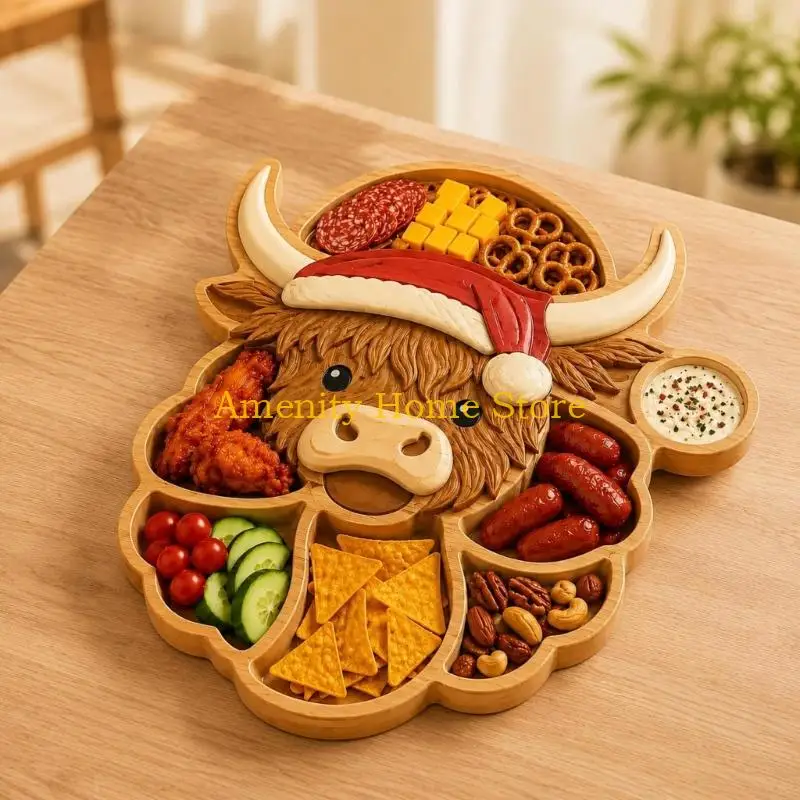 F26C Christmas Party Serving Tray with Multiple Compartments for Family Gatherings, Classroom Parties, and Table Displays