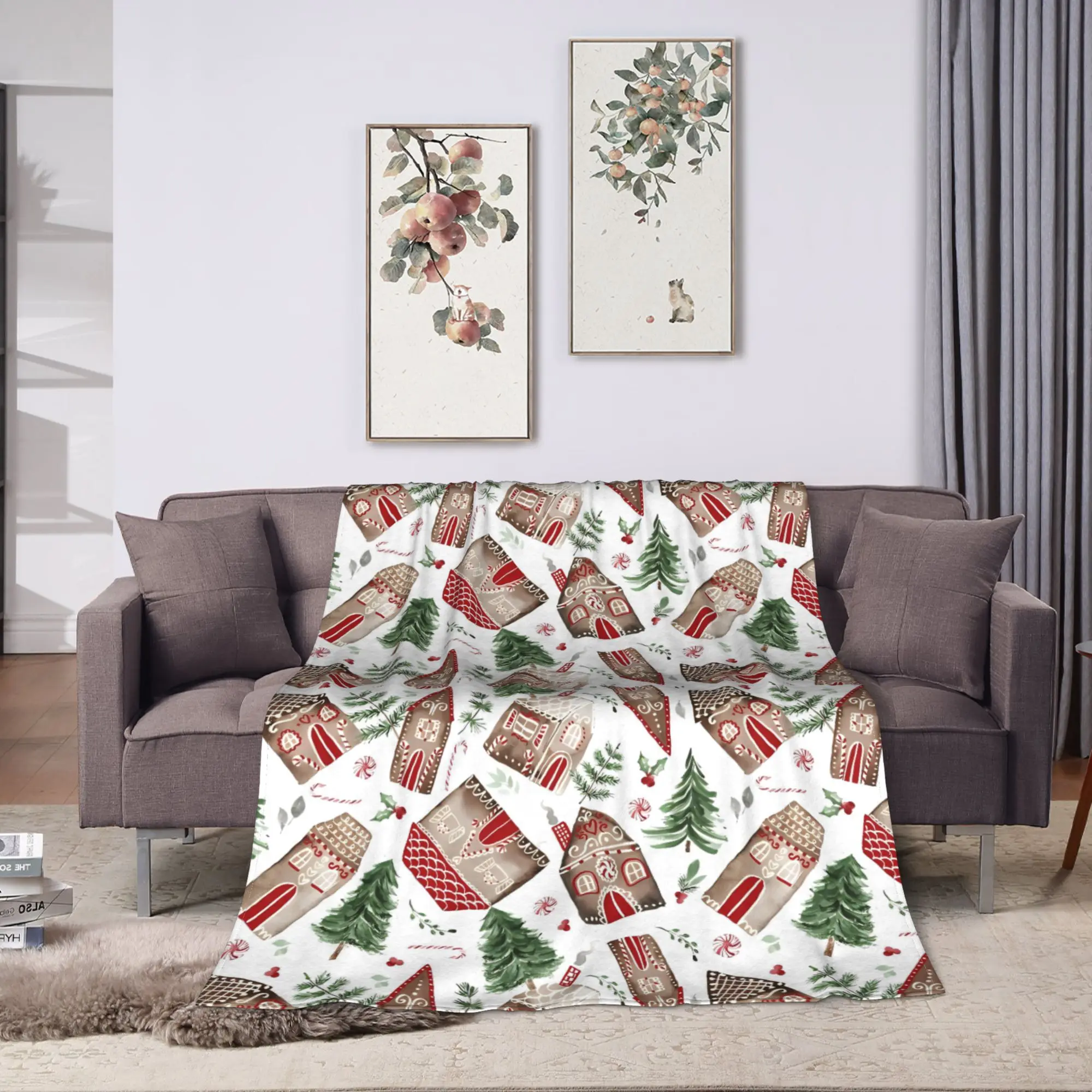 Cardinals and Berries Warm Soft Blanket  Camping Plush Bedding Throws Novelty Outdoor Flannel Bedspread Sofa Bed Cover