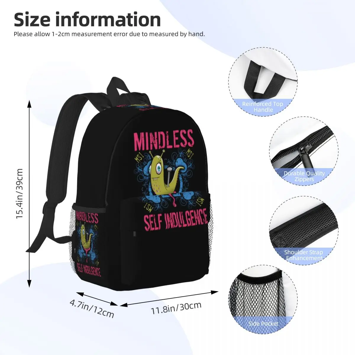 حقيبة ظهر Msi Mindless Self Indulgence Band رائجة البيع Daypack للأولاد والبنات حقيبة كتب حقائب كتف للرجال والنساء والأطفال حقيبة مدرسية #2