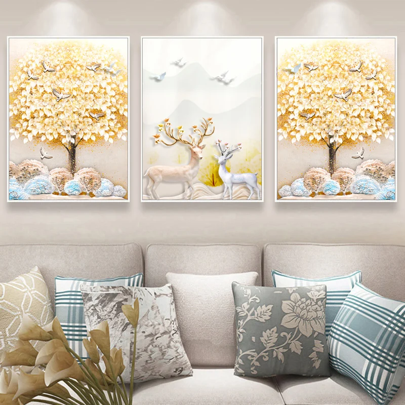 

Monalisa New Cross Stitch 2026 Line Embroidery Triple Panel Bedroom Modern Simple Style Cotton Fabric Living Room Decor