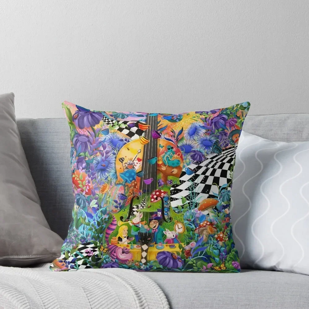 

Whimsical Alice's Wonderland Tea Party by Juleez Colorful Art Throw Throw Pillow Pillowcases For Pillows Couch Pillows pillow