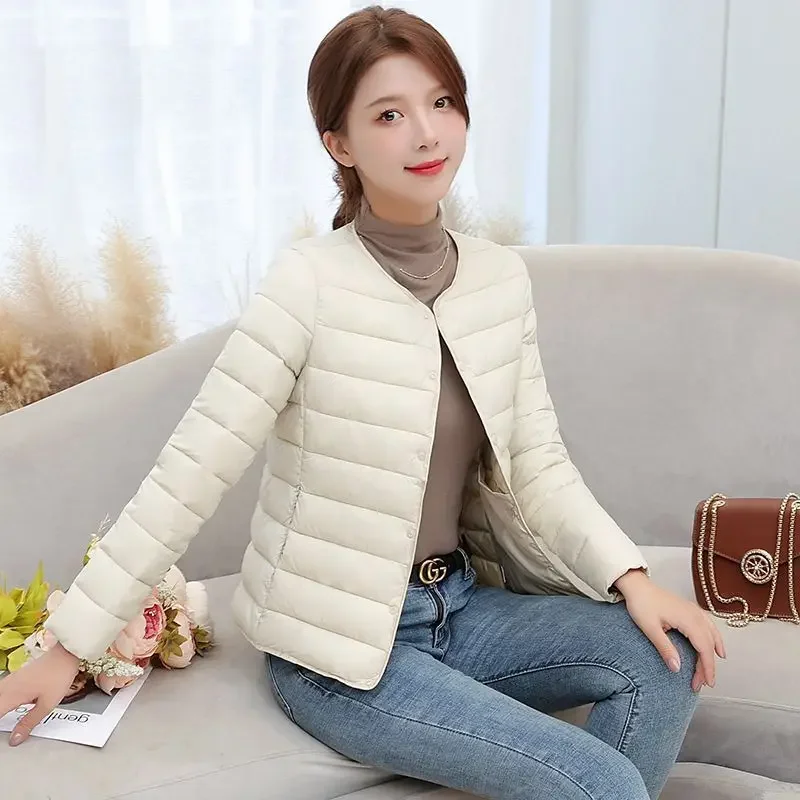 2023 New Women Liner Puffer Jackets Autumn Winter Ultra Lightweight Packable Cotton-padded clothes Female Warm Korean Slim Coat