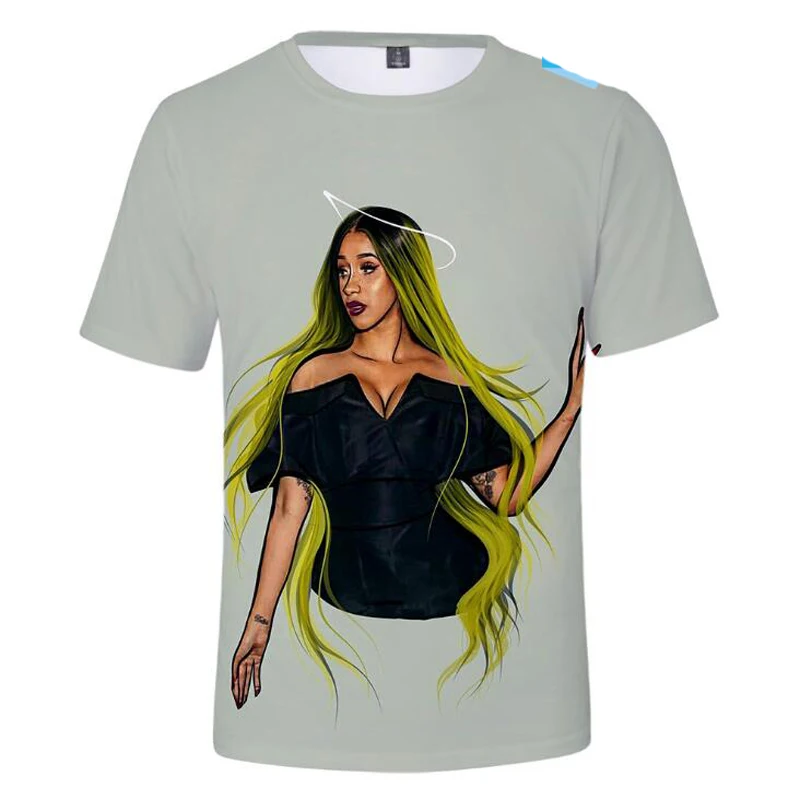 2023 hot Sale Singer Cardi B 3D Printed T-shirtmen/women Fashion Casual Harajuku Summer T-shirt Short Sleeve Sweatshirt Top