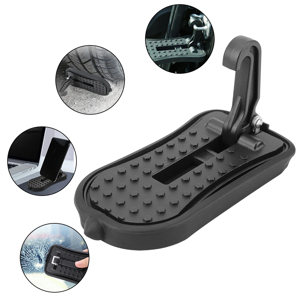 Foldable Car Door Step Pedal Safety Hammer Auxiliary Foot Pegs Doorstep Universal Auto Rooftop Luggage Ladder Hooked