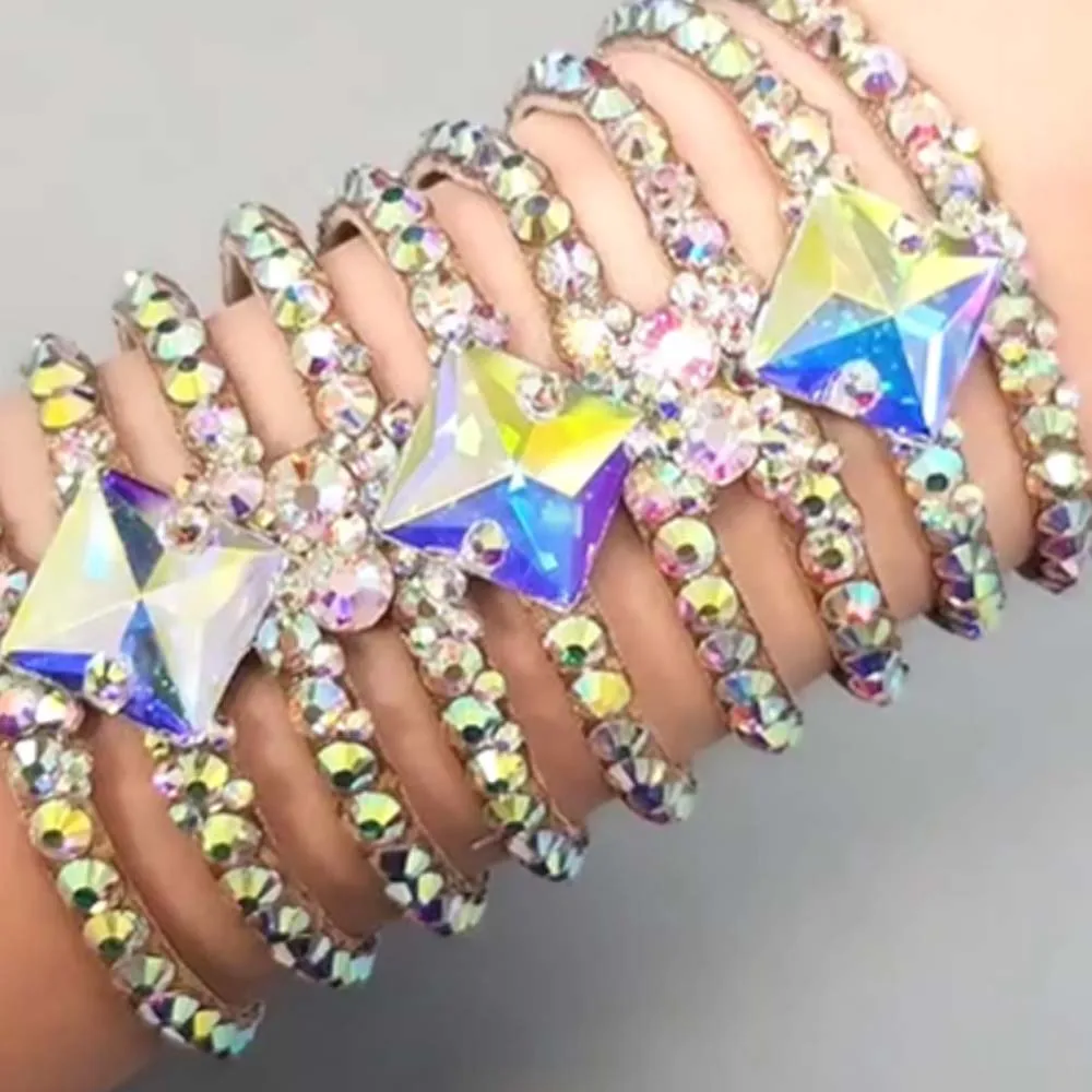 Stonefans Amazing Exaggerate Geometry Bracelet Charms Wholesale Fashion Ballroom Jewelry Dancer Dress Cecostume Party Gifts 2024