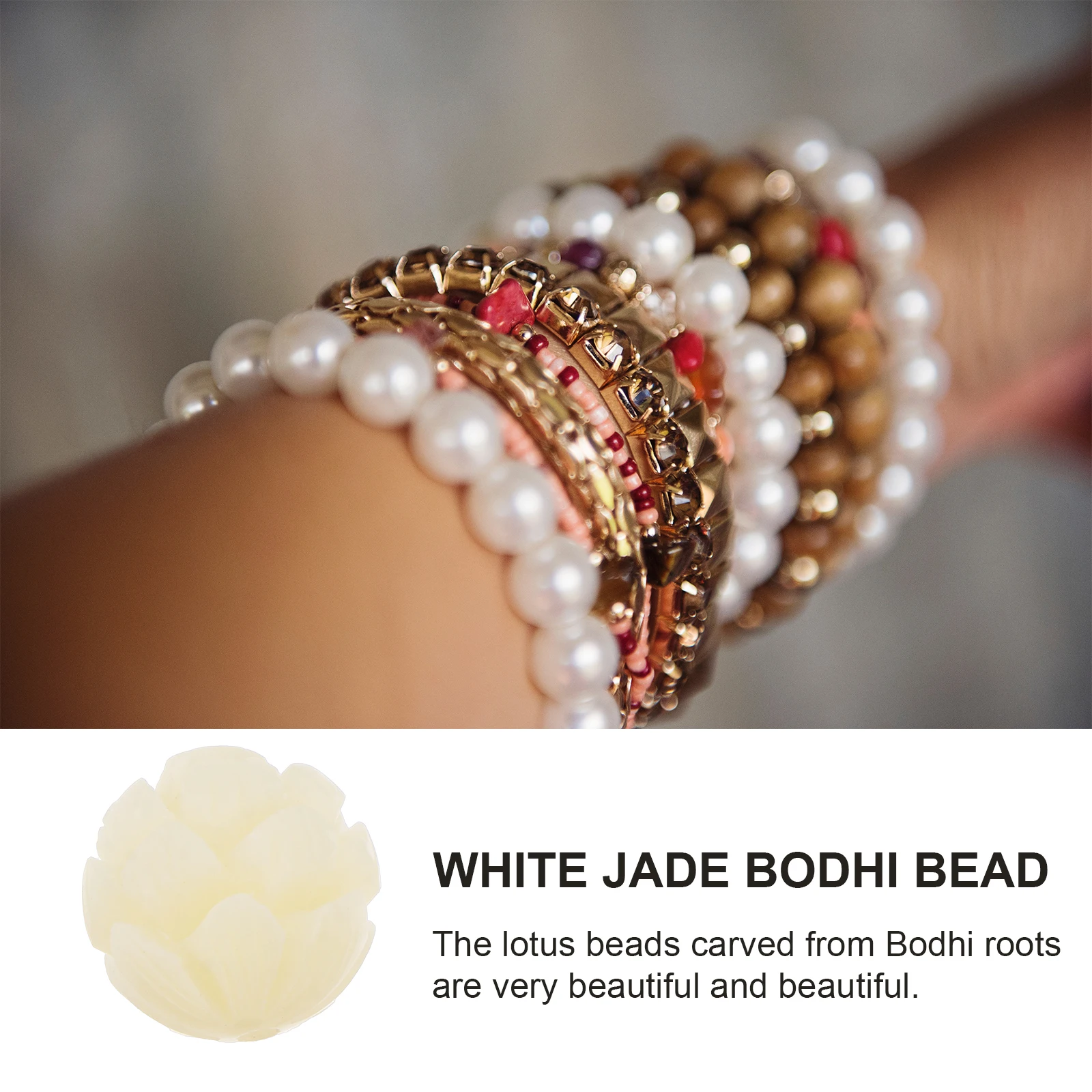 

5pcs Diy Buddha Four-Layer Lotus Flower Beads White For Jewelry Making Handicraft Accessories Bodhi Root Craft Beads Carving