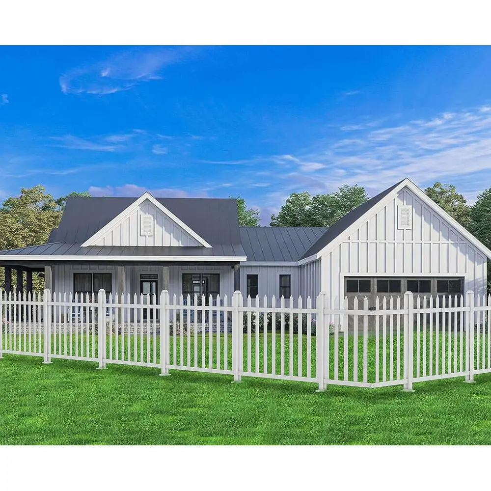 

White Vinyl Picket Fence Panels for Garden Privacy and Patio Decor (20 Pickets, Straight)
