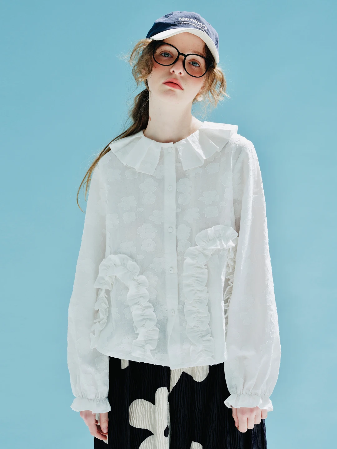 Spring 2023! imakokoni Original Lace Doll collar Flower Pure cotton early spring cardigan shirt 234026