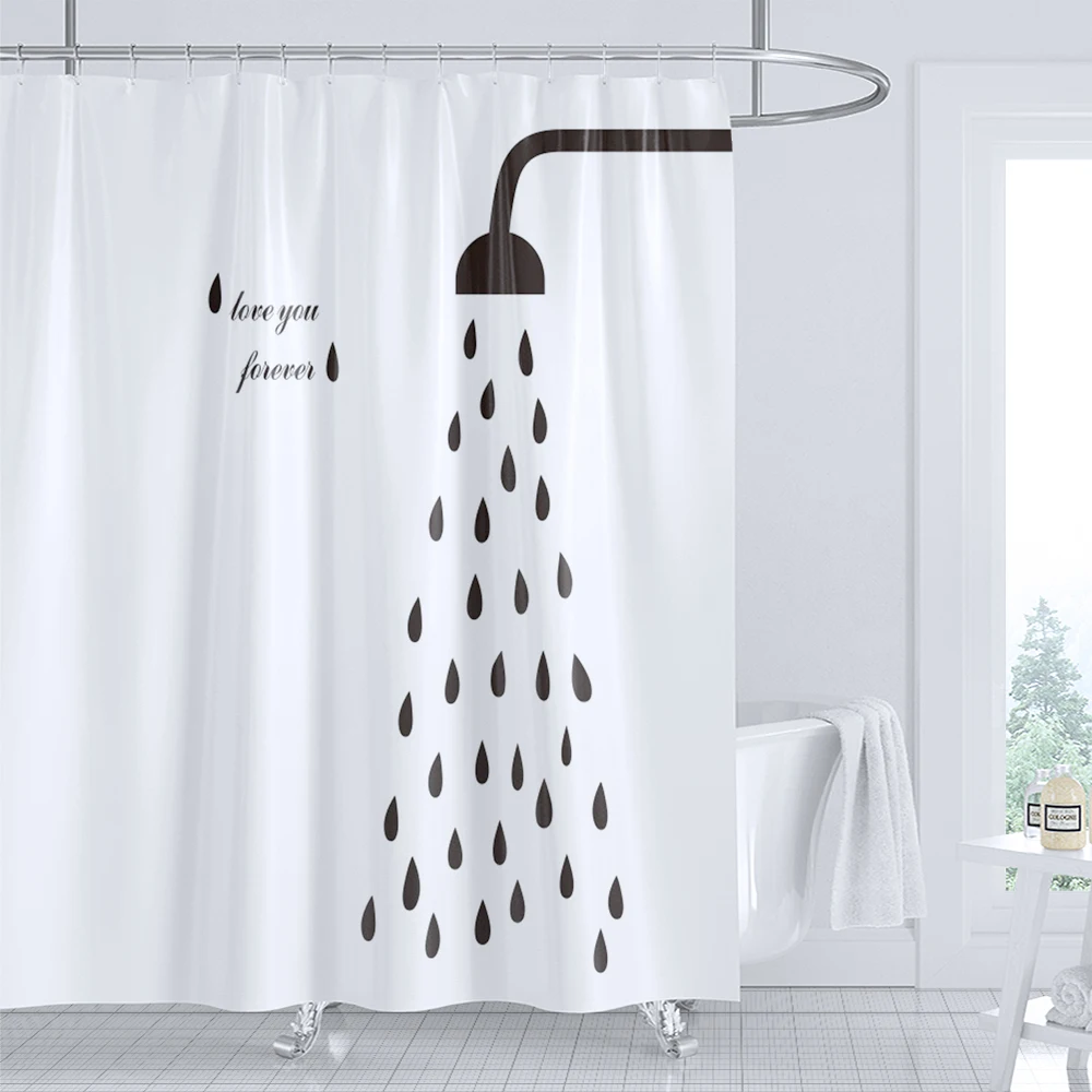 

Nordic Minimalism style Shower Curtain Shower Head Abstract Art White Waterproof Polyester Bath Curtain For Home Decor Curtain