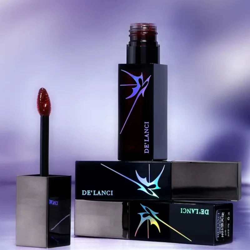 DE'LANCI Lip Mud & Shiny Lipgloss Creamy Velvet Liquid Lipstick,High-Shine Sparkle Long-Lasting Lip Makeup 9g Korean Makeup