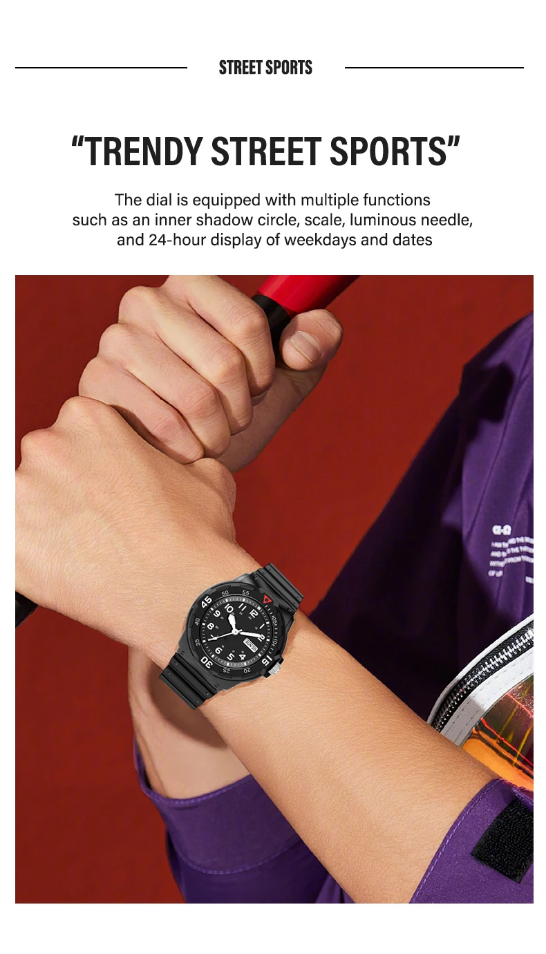 Student Watch 3ATM Waterproof Luminous Quartz Dial Rotatable Fashion Sports Watch Unisex