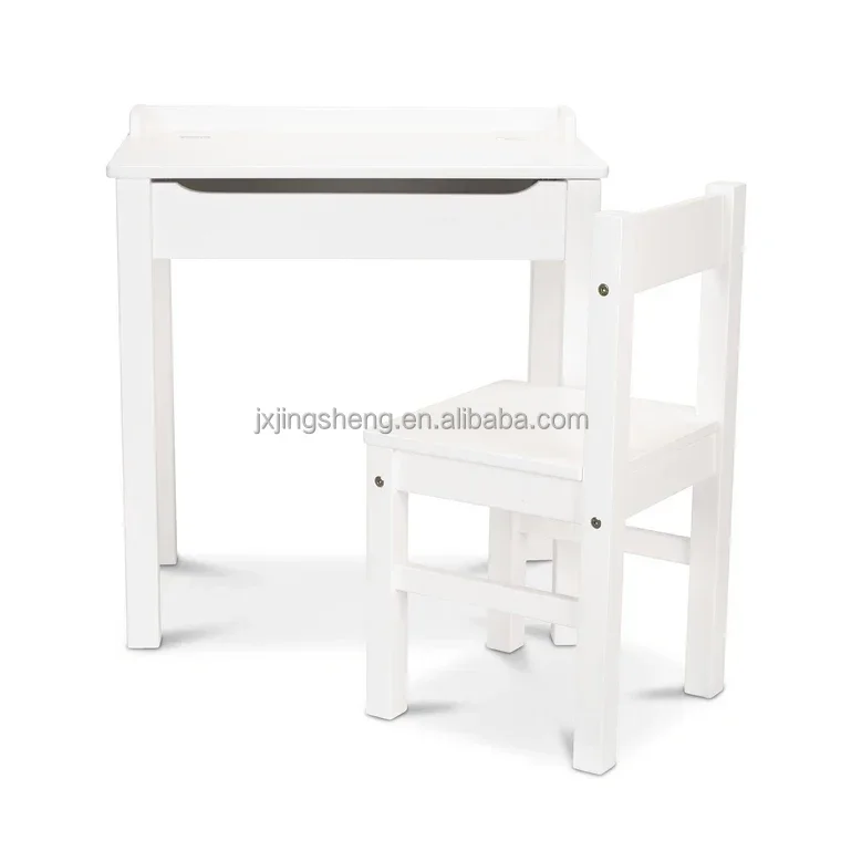 Mesa de madeira simples para crianças, mesa de estudo com conjunto de cadeiras, pintado de branco, ecológico, conjunto de móveis para crianças