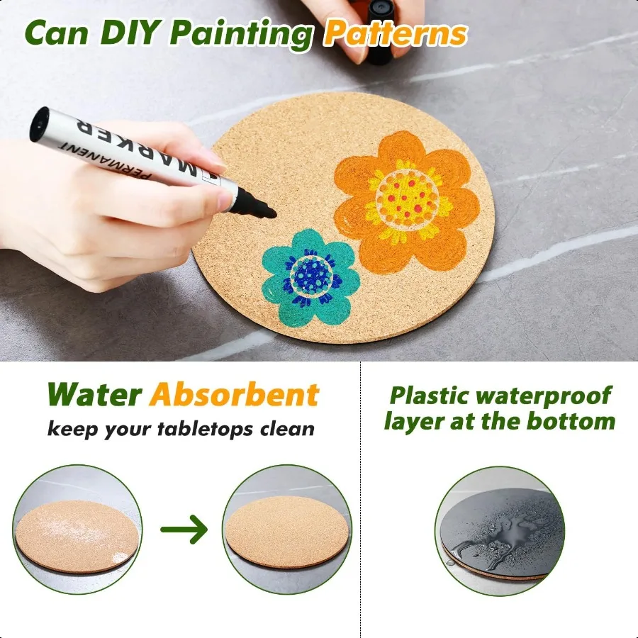 30 Pack Cork Plant Coasters 4 6 8 Inch Cork Plant Saucer for Indoors Bulk Corkwood Coasters Set Round Corkwood Placemats Plant