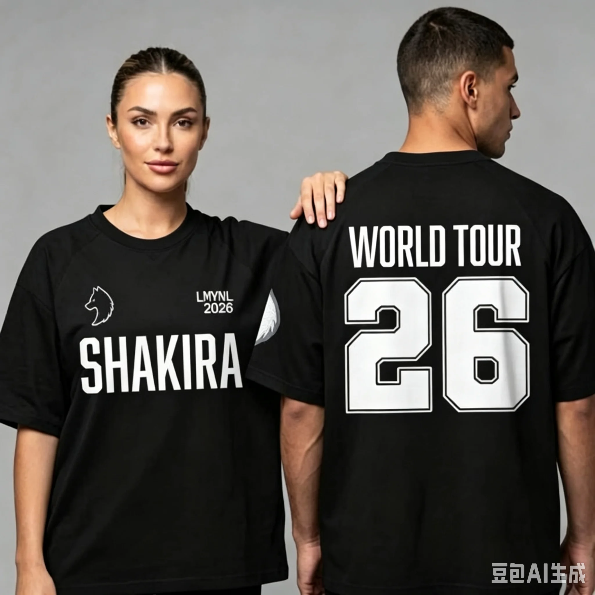 Unisex Shakira World Tour 26 T‑Shirt Wolf Logo LMYNL 2026 Short Sleeve Tee Pop Music Fan Loose Streetwear Tops Family Matching