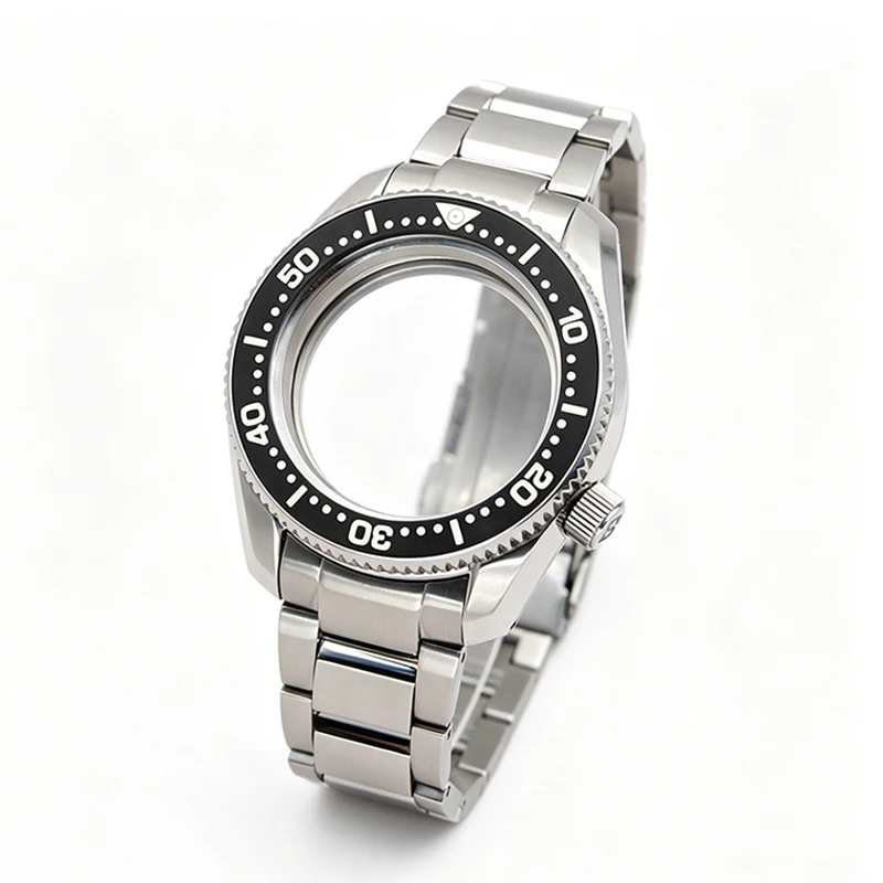 

42mm Silver Gear Bezel SPB185 Watch Case With Watch Band Fits Seiko NH34 NH35 NH36 Movements Watch Repair Replace Case