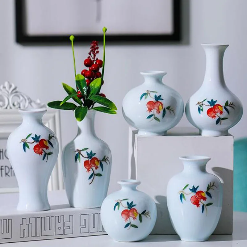 Handpainted White Porcelain Vase Hydroponic Vase Flower Pot Planter Tabletop Ornaments Garden Home Decor