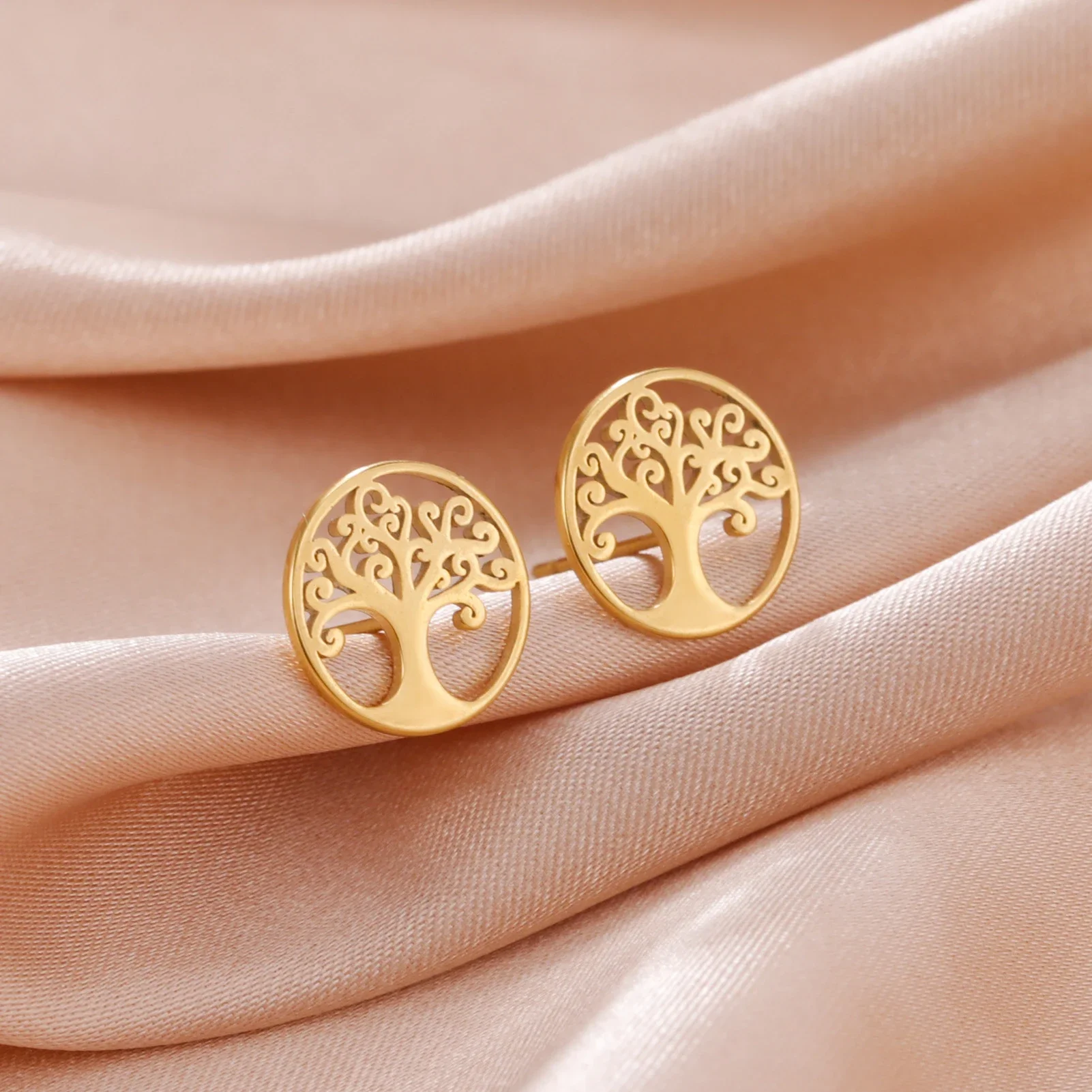 Skyrim Hollowed Out Tree Of Life Stainless Steel Earrings For Women\'s Fashionable Bohemian Charm Valentine\'s Day Gift Jewelry