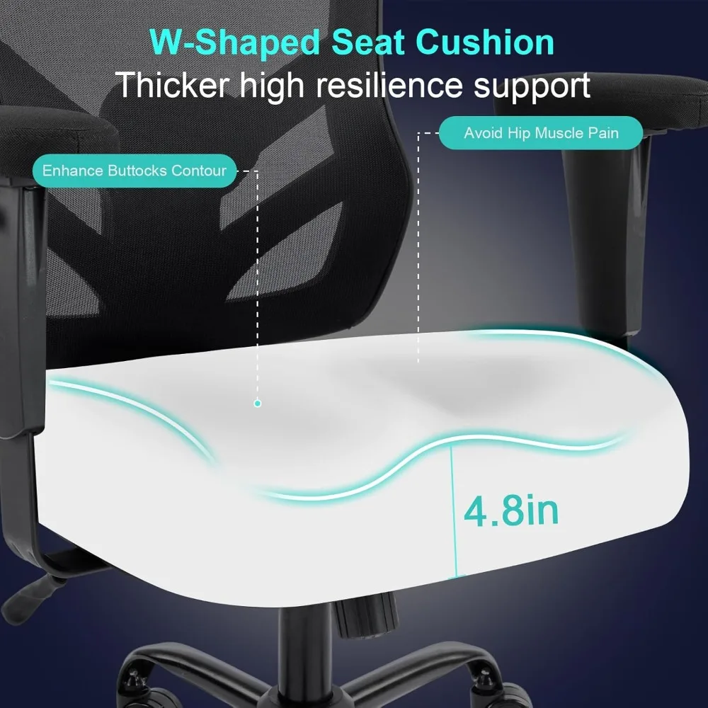 Ergonomic Mesh Office Chair with Adjustable Lumbar Support and Armrests for Comfortable Computer Use