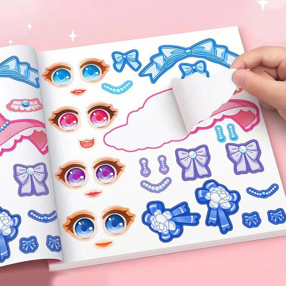 1set Reusable Puzzle Stickers, Cartoon Princess Make-a-Face, Creative Handicraft Stickers for DIY Play & Party Activities - view 2