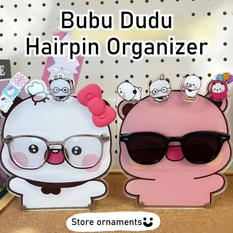 Kawaii Bubu Dudu Hairpin Organizer Cute Panda Eyeglasses Holder Home Display Stand Desktop Ornaments Gifts Entry Door Decor