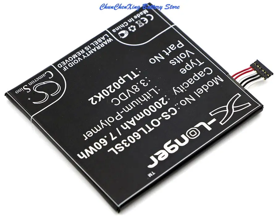 Cameron Sino 2000mAh Battery TLp020K2 for Alcatel One Touch Idol 3 4.7, OT-6039, 6039H, 6039J, 6039K, 6039S, 6039Y