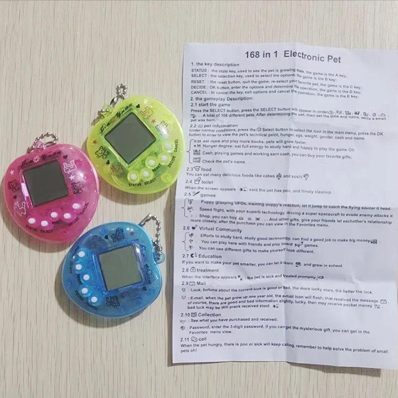 1 STÜCK Transparente elektronische Haustiere Tamagotchi Nostalgic 49 Haustiere in einem virtuellen Cyber-Digital-Haustierspielzeug Pixel Lustiges