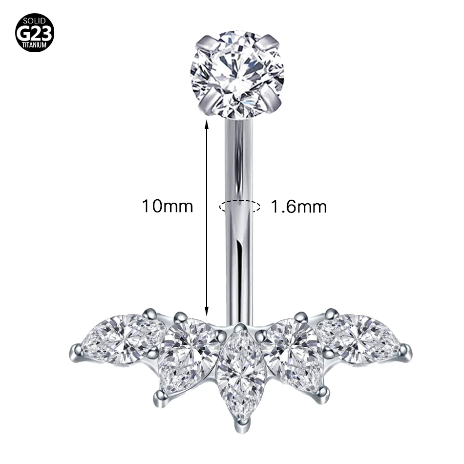 1PC Titanium Butterfly Heart CZ Navel Belly Button Rings Piercing for Women 14G Marquise CZ Belly Ombligo Piercings Sexy Jewelry
