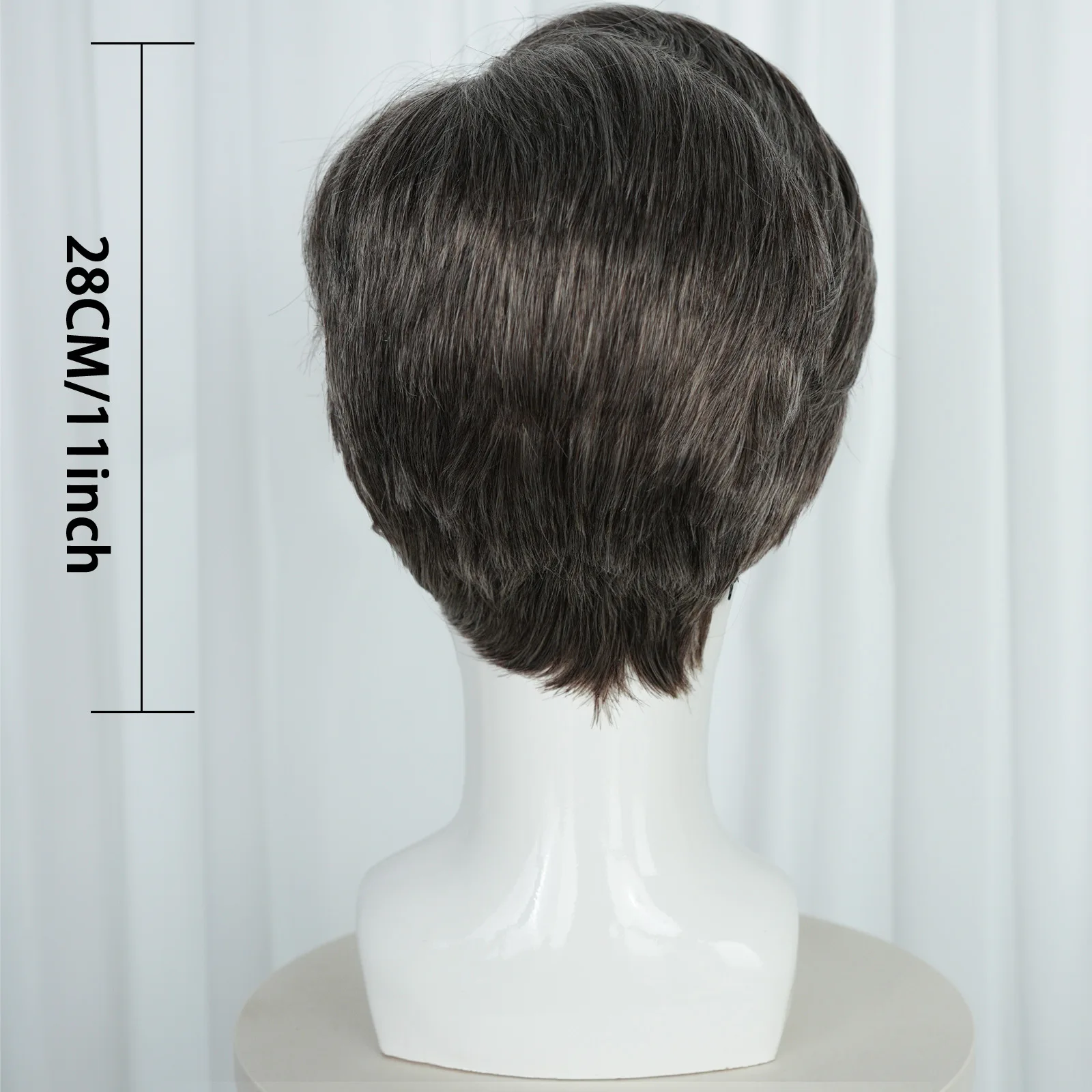 Peruka do cosplay inspirowana Doktorem Zmarnieniem |   Peruka męska w stylu Avengers, szaro-czarna, krótka, z grzywką zasuniętą do tyłu. |   Syntetyczna peruka do kostiumu