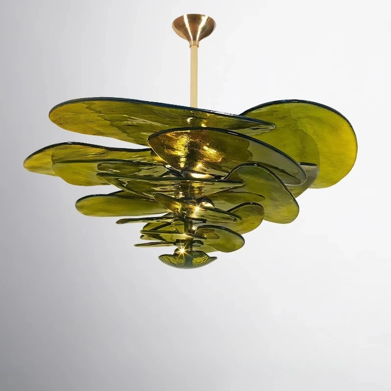 

Люстра для гостиной из муранского стекла, французский ретро светильник для спальни, столовой, американский светильник из зеленого стекла