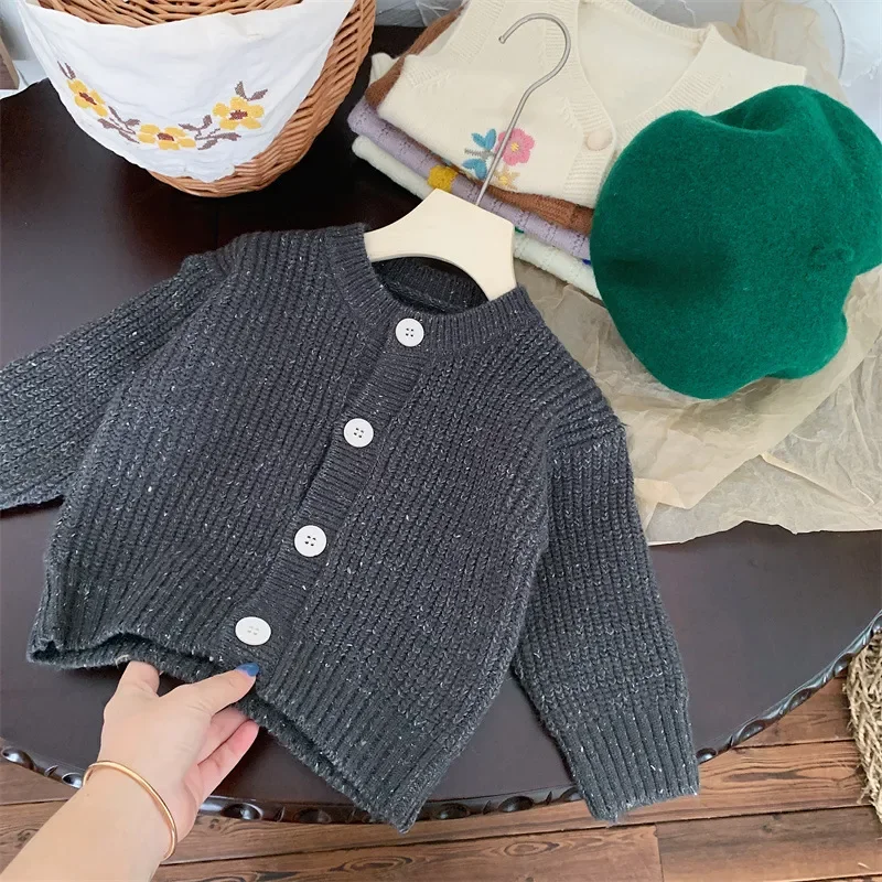 Kids Sweaters Solid Girls Knit Cardigans Single Breast Boy Sweater girls knit sweater baby chunky knit sweater