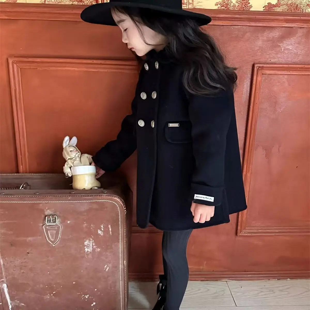 

Girls' Woolen Coat Autumn/Winter 2025 New Item Baby Korean Version Stylish Double Breasted Thick Woolen Coat