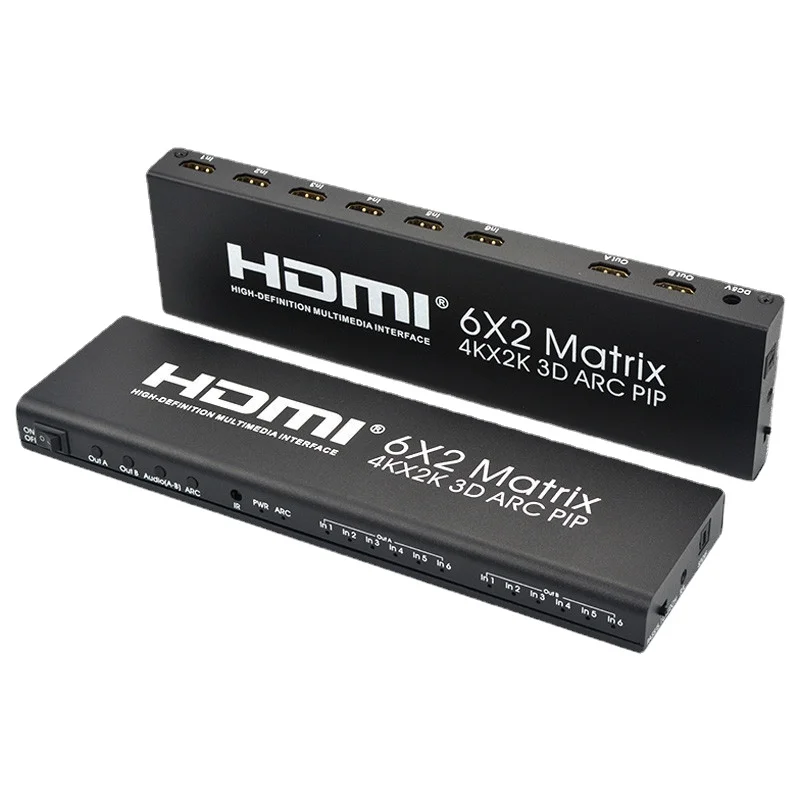 Factory Direct HDMI Matrix 6x2 - HD Switching Distributor with 6 Inputs 2 Outputs, Picture-in-Picture, ARC Audio Return