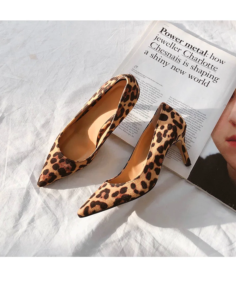 2023 Sexy Elegant Women\'s Fashion Shoes Leopard Print Fashion Pointed Toe High Heels Femme Comfortable Office Pumps