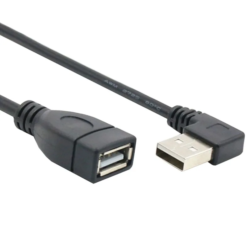 Usb 2.0 acima & para baixo & esquerda & direita angular 90 graus macho para fêmea cabo de extensão do computador usb macho para fêmea cabo de dados 0.3m