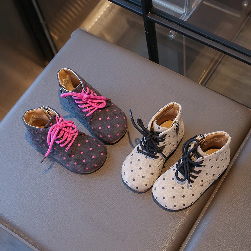

Children's Short Boots Autumn Winter Cross Tied Side Zipper Girls Princess Shoes Lightweight Comfortable Soft Sole Fashion Boots