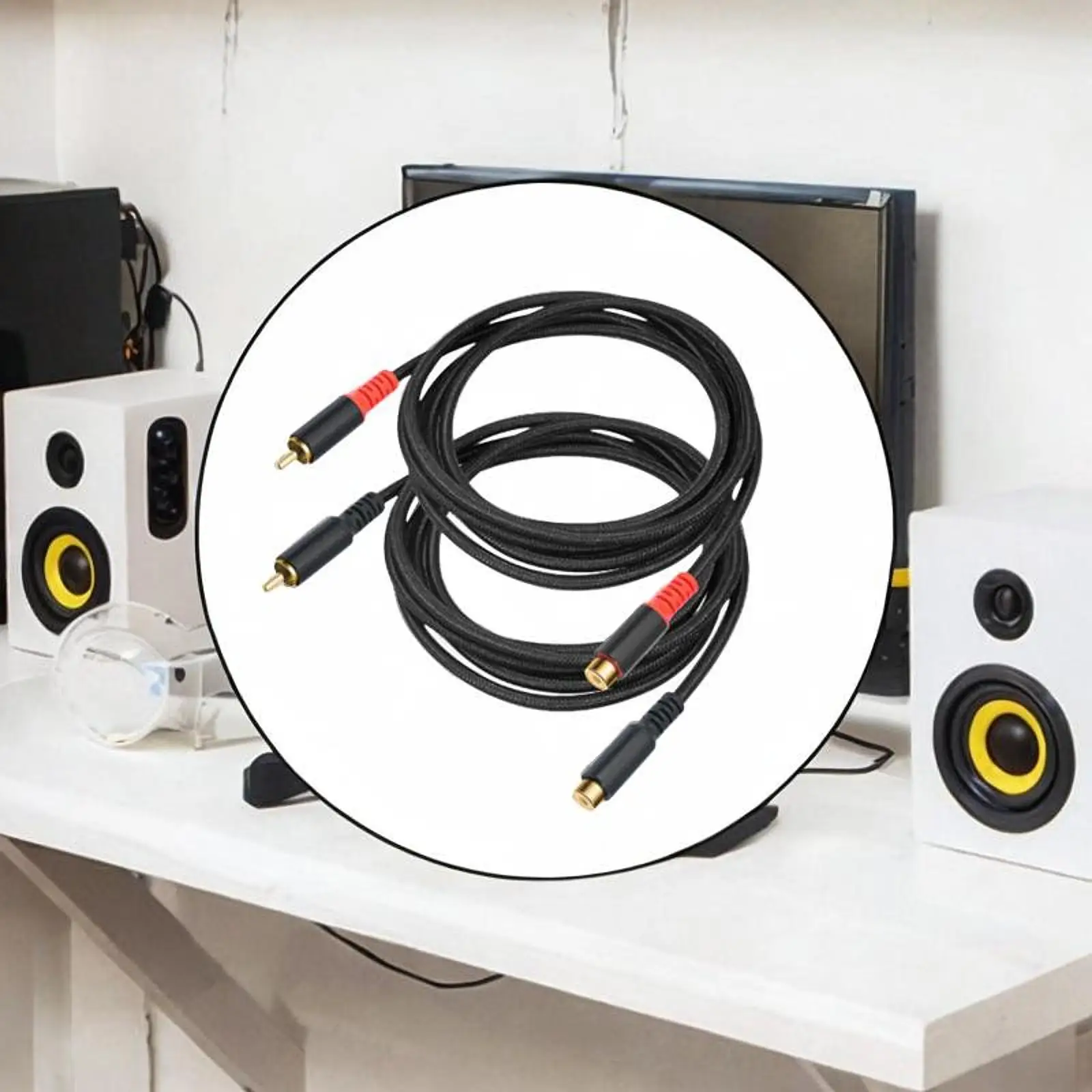 RCA Extension Cable Audio Player Extension Cable Stable RCA to RCA Cable for Laptop Amplifier Home Audio Theater Hi-fi System