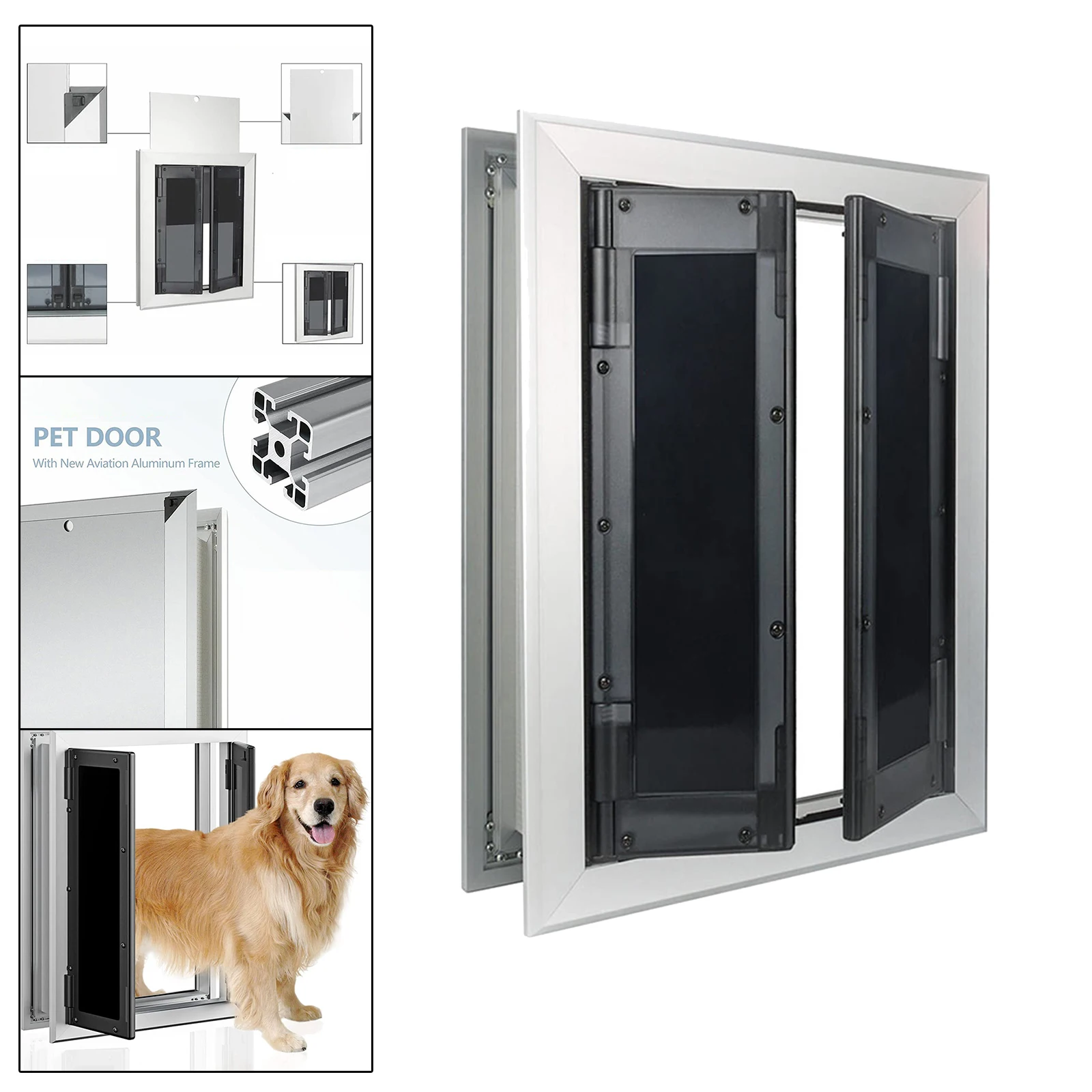 

Cat Dog Doors Free Access With Locking Function Heavy Duty Aluminum Alloy Pet Door Opening For Cats Dogs Pet Supplies