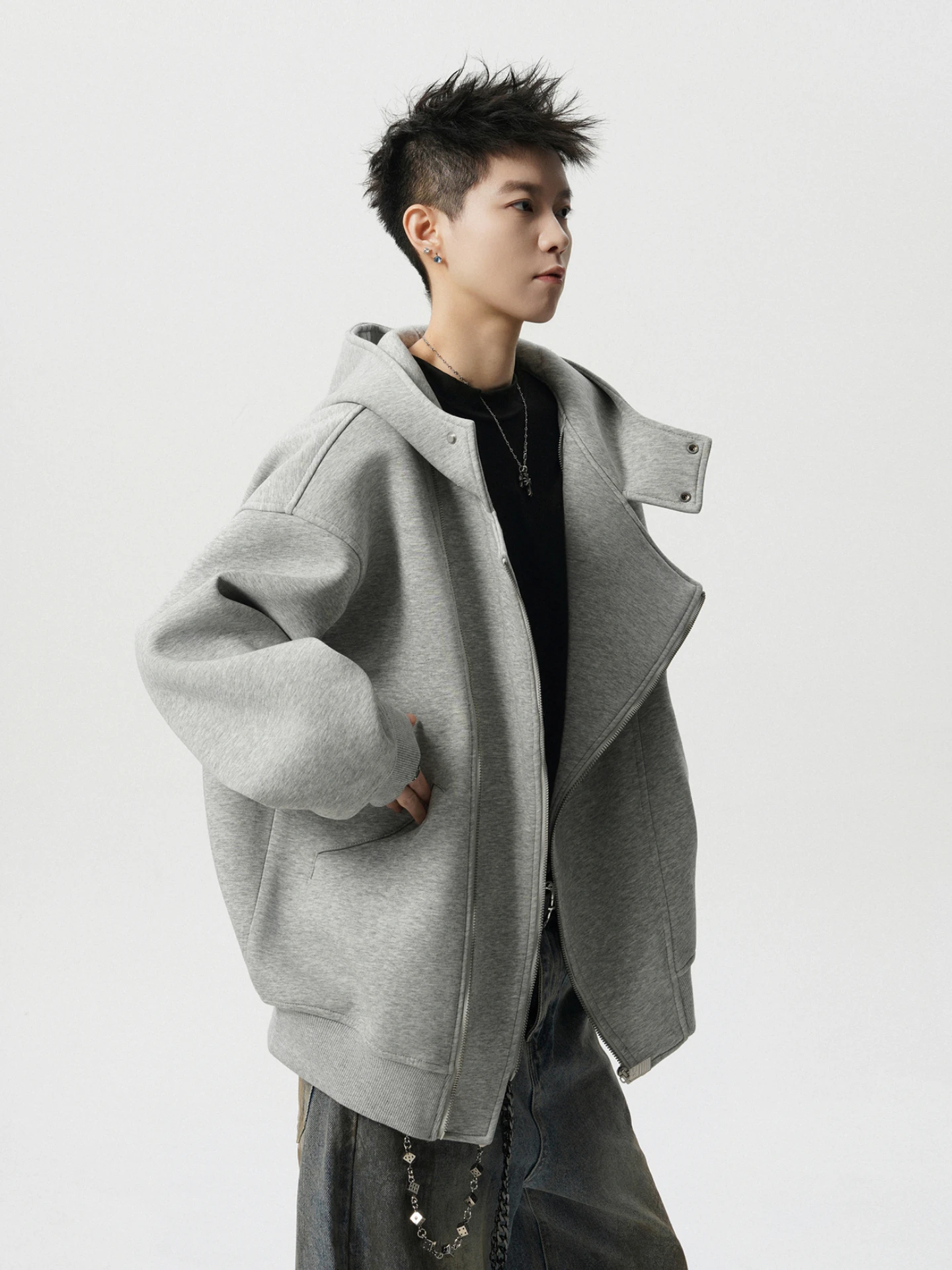 American Fashion Trend Heavy-duty Zipper Hooded Sweatshirt Cardigan Stylish Retro Loose Casual Couple Versatile Jacket for Men