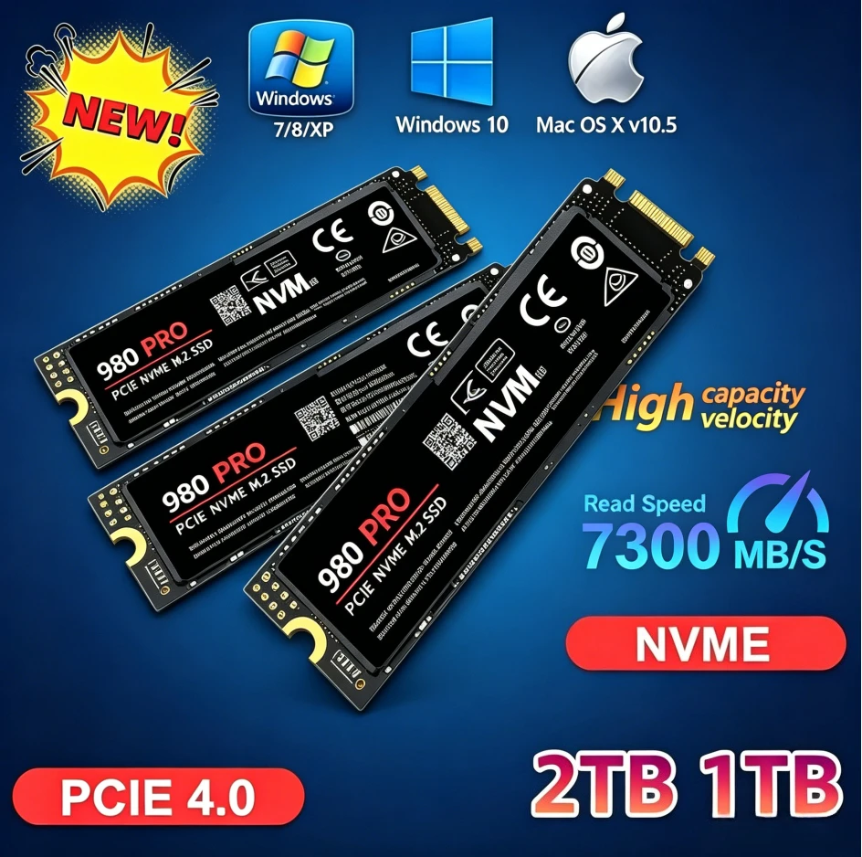 

Original 980Pro 990Pro M.2 NVMe SSD 1TB PCIe 4.0 7400MB/s High Performance Internal Solid State Drive for Laptop Desktop PC