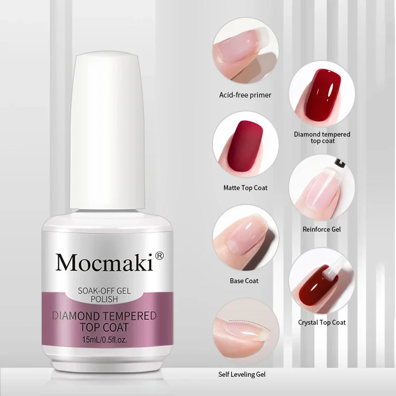 Mocmaki-capa Base de goma para manicura, Gel de transferencia de lámina transparente, mate, 15mL