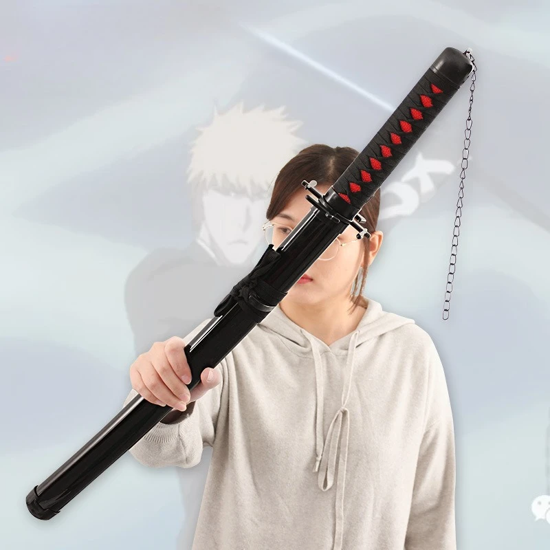 75cm/29.53in Anime Weapon Peripheral Kurosaki Ichigo Tenmon Lock Moon Slayer Swastika Wooden Sword Toy Model Ornament Collection