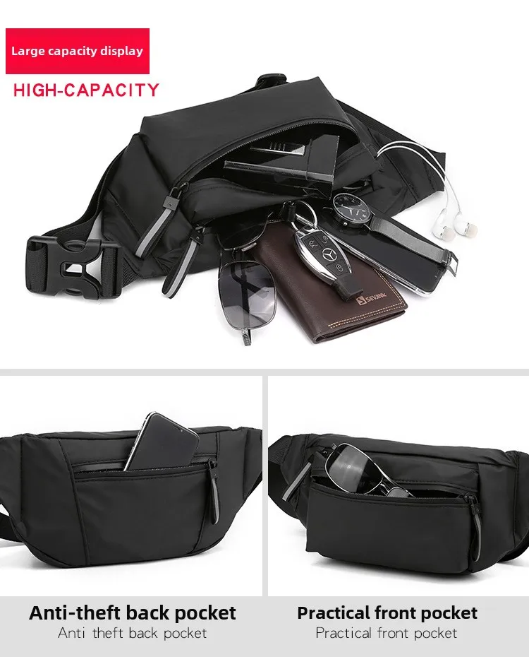 2025 Trendy and Fashionable Men's Crossbody Bag, Outdoor Sports Chest Bag, Men's Nylon Lightweight Waterproof Casual Waist Bag